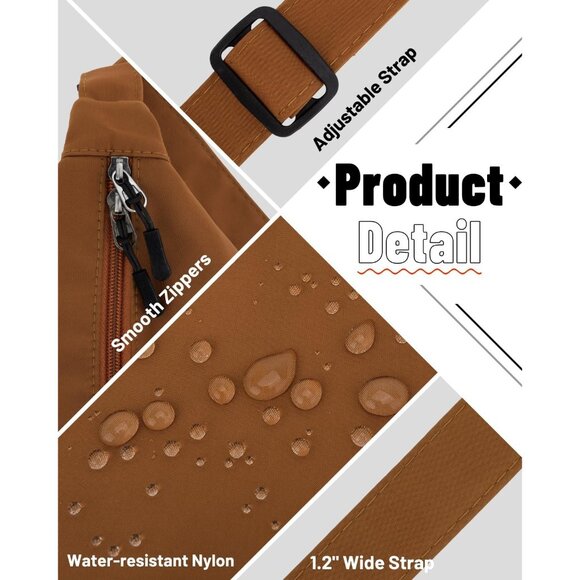 Women Brown Imported Polyester Crossbody Lightweight Crescent Trendy Sling Bag - Picture 4 of 6